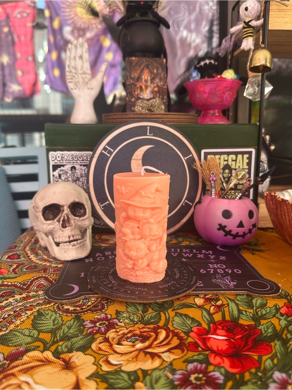 Cute Witchy Cat Coven Pillar Candle